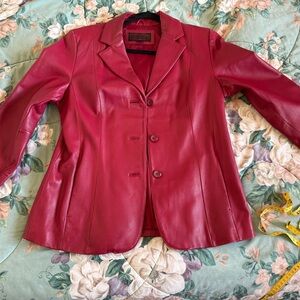 Elegant Burgundy Leather Blazer